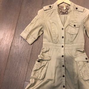 Anthropologie Green Military Vintage Inspo dress